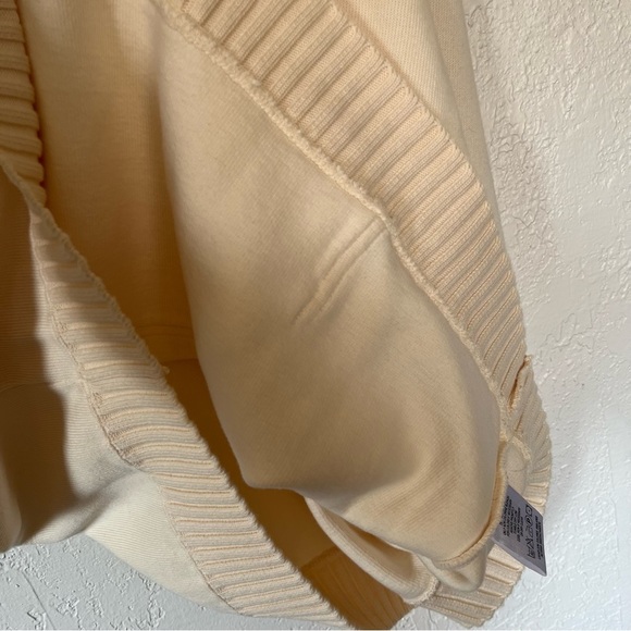 VTG Liz Claiborne Cozy Neutral Ivory Crewneck 1/4 Zip Ribbed Hems XL 100% cotton - Picture 6 of 11